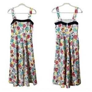 J. Peterman Women Linen Midi Dress Size 4 Floral 60's Rockabilly Pin-Up …